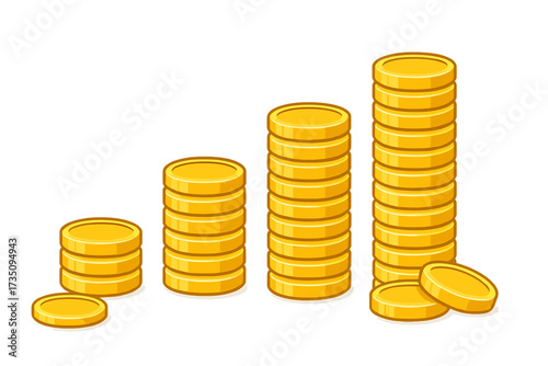 Gold coins stack vector illustration with transparent background, money savings concept, increasing wealth, financial growth, investment, currency collection, economic prosperity design
