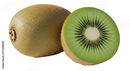Fresh kiwi fruit isolated on transparent background