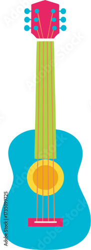 Vibrant and Playful Acoustic Guitar Illustration for Creative Projects