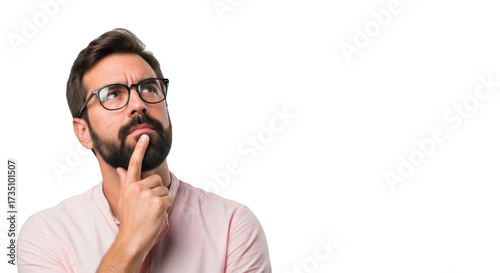 Man thinking deeply isolated on transparent background