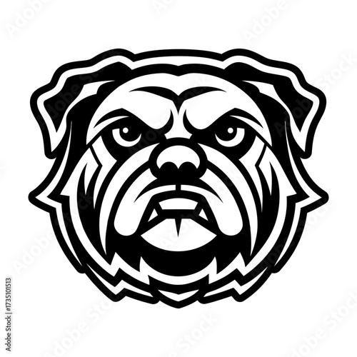 A glyph style icon showing a bulldog logo
