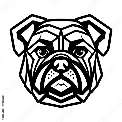A solid style icon depicting a bulldog face