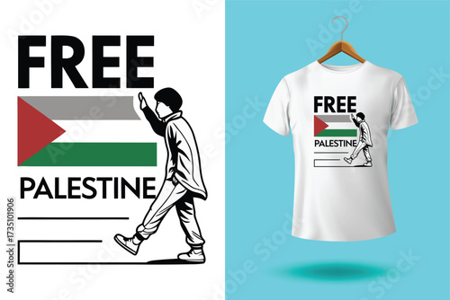 free free palestine flag t-shirt design vector banner