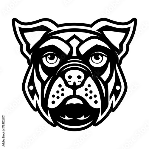 Glyph style icon showing a bulldog head