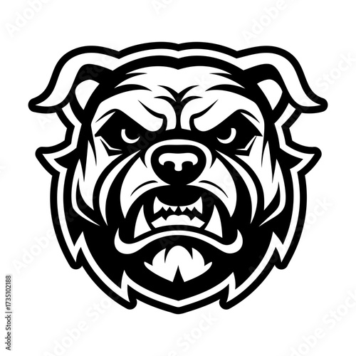 A glyph style icon showing a bulldog logo