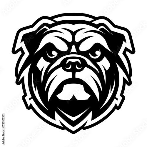 A filled style icon representing a canis bulldog