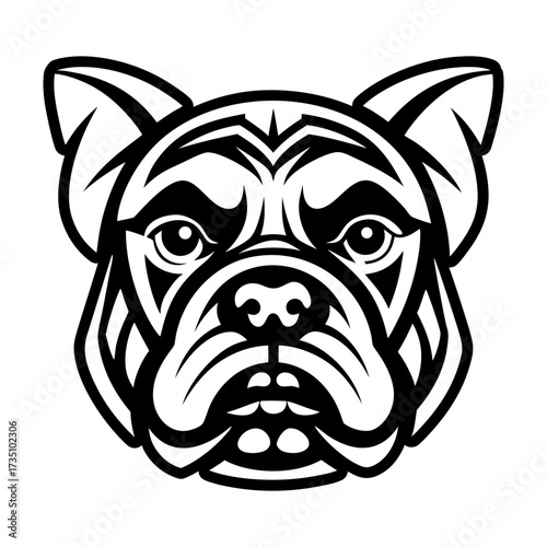 A glyph style icon showing a bulldog logo