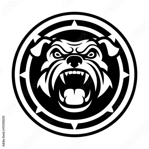 A filled style icon representing a bulldog symbol