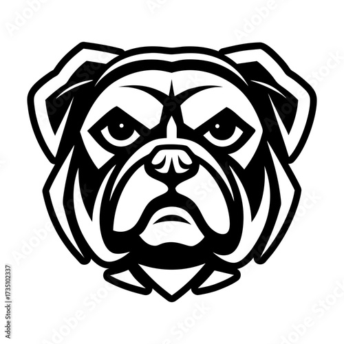 A solid style icon depicting a bulldog face