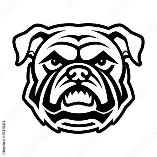 Glyph style icon showing a bulldog head