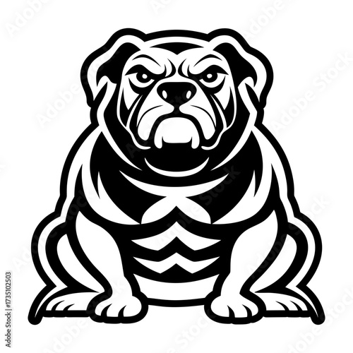 Glyph style icon showing a bulldog head