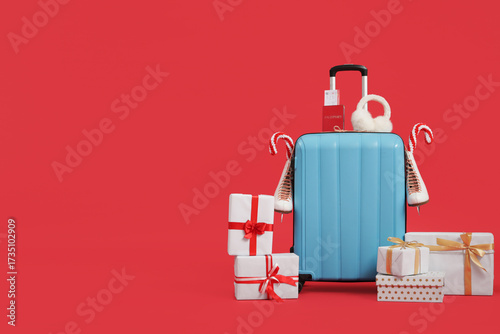 Suitcase with ice skates, w...