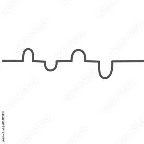 Smooth wavy line with rounded dips and rises, adding organic flow to editorial, web, or minimalist design compositions.
