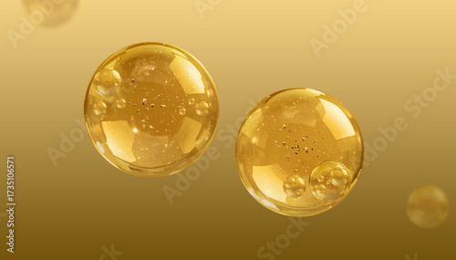 Quadro su tela Yellow bubbles on a gold background