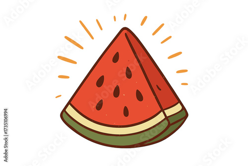 You are one in a melon quote. Cute watermelon slice vector illustration. Funny summer fruit pun for greeting cards. Positive handwritten lettering love message for posters.