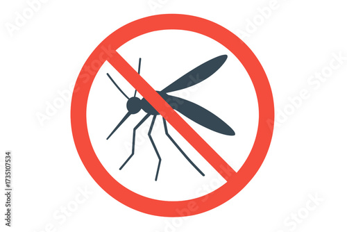 No mosquito vector sign. Gnat and midge insect repellent icon. Stop bugs warning symbol. Pest control concept. Protection from diseases like dengue, zika and malaria.
