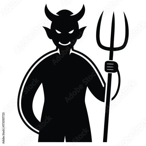 A black silhouette of a devil's pitchfork