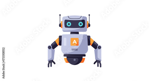 Cartoon robot with antenna A logo gray and black color scheme stands out against a white background