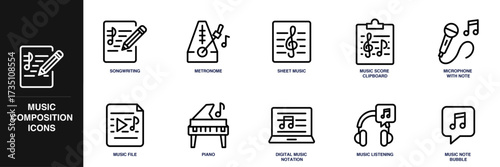 Music Composition Line Icon Set