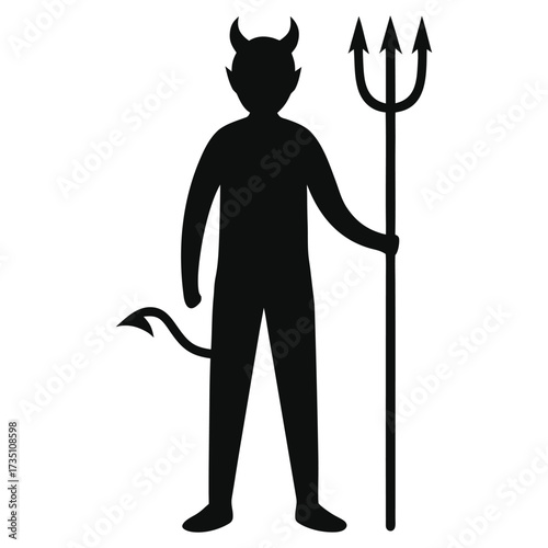 A black silhouette of a devil's pitchfork