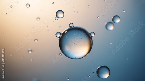 Wallpaper Mural Gentle water droplets floating serenely against a dreamy gradient background Torontodigital.ca