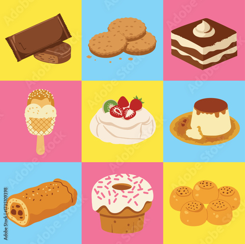 set illustration vector graphic of australian dessert