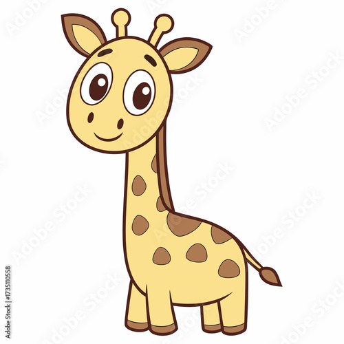 Adorable Cartoon Giraffe Illustration Standing Tall and Proud in a Playful and Delightful Style