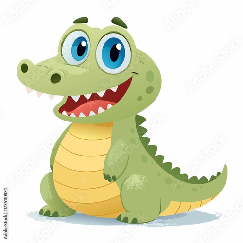 Charming Cartoon Crocodile with a Big Smile An Adorable Reptile Character for Children's Illustrations and Educational Materials