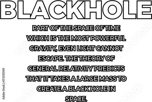 Blackhole Scientific Definition and Explanation Graphic with General Relativity Concept