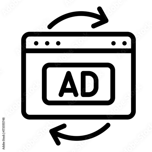 Web Browser With Arrows Line Icon of Commercials and Advertisements (Video) Icon Set