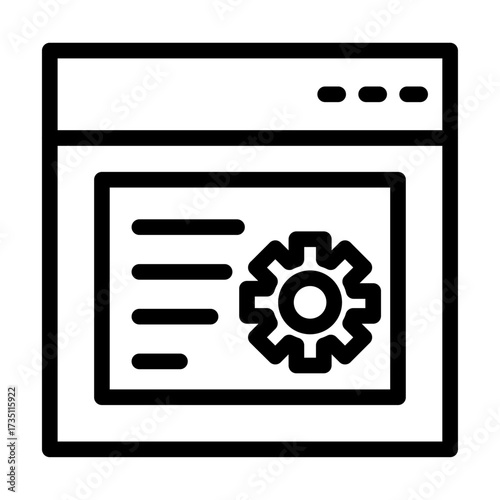 Settings Screen With Play Button Line Icon of Explainer Videos Icon Set