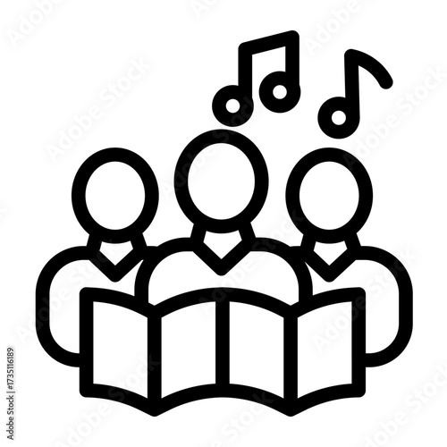Choir Singing Together Line Icon of Choir Practice Icon Set