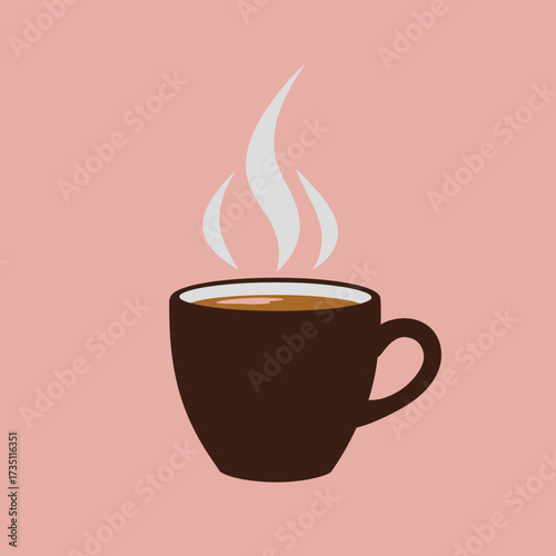 Coffee cup with steam illustration, hot beverage concept for cafés, cozy mornings and relaxation lifestyle illustration