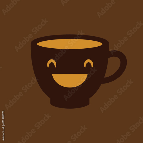 Cartoon coffee cup illustration, hot drink concept perfect for cafés, breakfast, cozy mornings and lifestyle designs