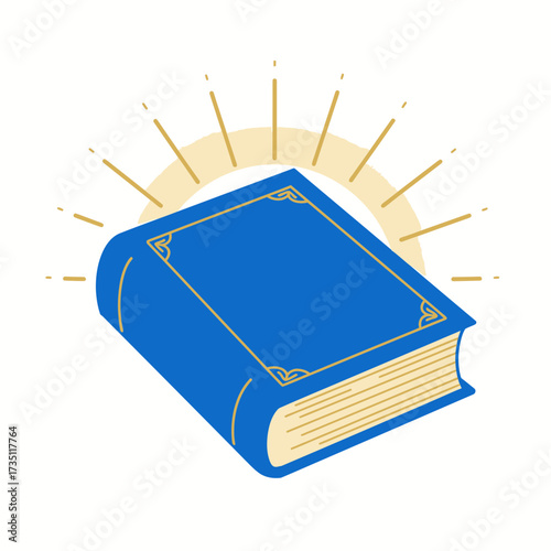 Holy bible glowing book illustration representing spirituality, religion, divine faith, and Christian sacred text