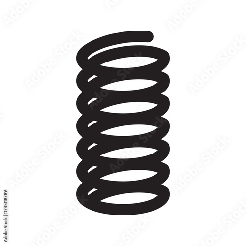 Black and white illustration of a coil spring, symbolizing elasticity, compression, and tension in a simple graphic design