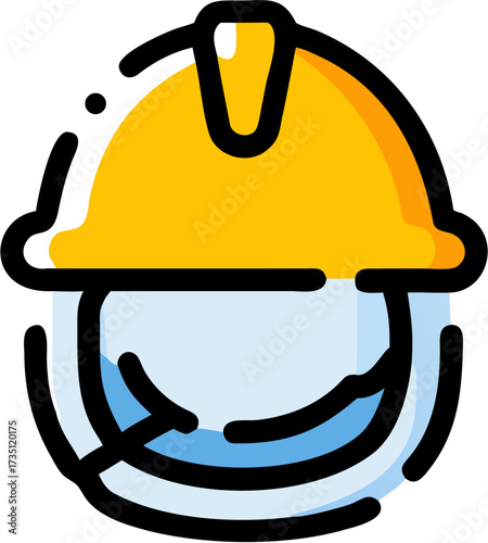 Construction Worker with Hard Hat, Safety Gear, Building Professional, Engineering Project Design