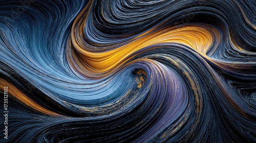 Abstract Swirls Of Gold And Blue Colors