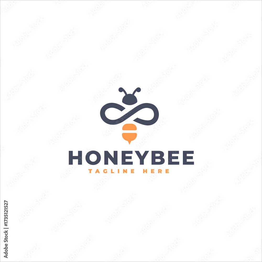 Fototapeta premium Creative Honeybee Infinity Shape Emblem Logo Template