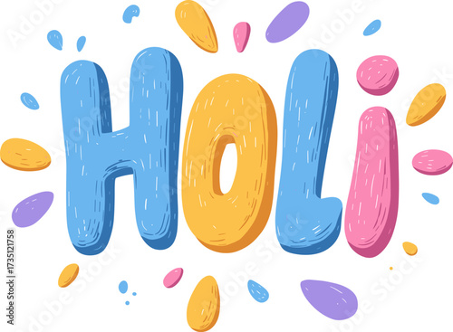 Colorful celebration of Holi festival with vibrant hues and playful spirit isolated on transparent background. Vector illustration.