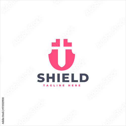 Elegant Shield Defense Abstract Mark Emblem Logo Template