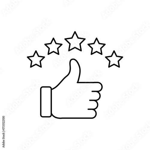 Customer Review and Rating Icon. Five Stars Feedback, Quality Line Symbol, Editable Vector..eps