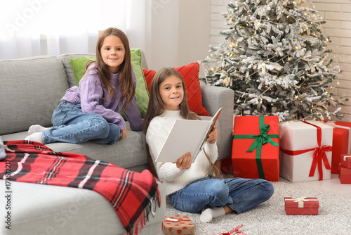 Cute happy little girls wit...
