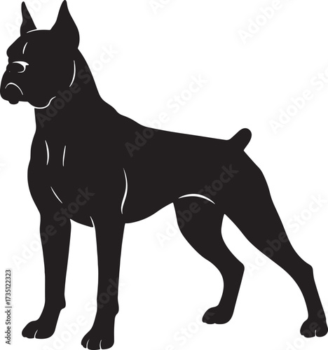 Black silhouette of a Boxer dog