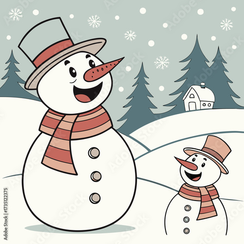 snowman with christmas tree