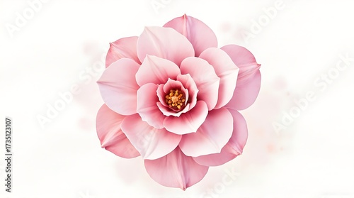 Elegant Pink Flower Blossom with Delicate Petals on a Soft White Background