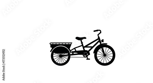 Silhouette of a cargo tricycle against a white background for transportation