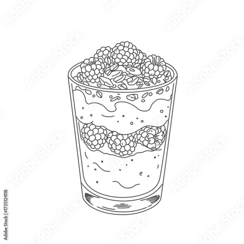 Ice Cream Sundae Glass with Cream and Toppings Illustration for Dessert Menu and Summer Treats