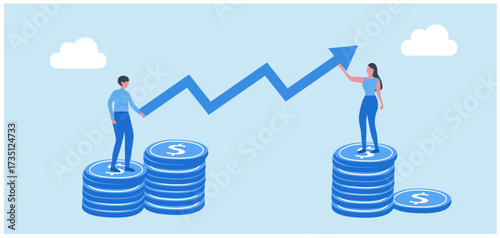 People invest in business, business investment, business success, business growing up vector illustration