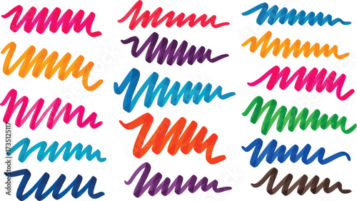 Vibrant marker strokes create a colorful pattern, ideal for artistic backgrounds and creative design elements with a playful touch.